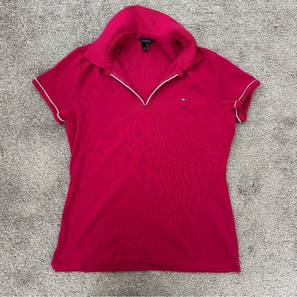 Tommy Hilfiger Women's Dark Pink Polo Shirt